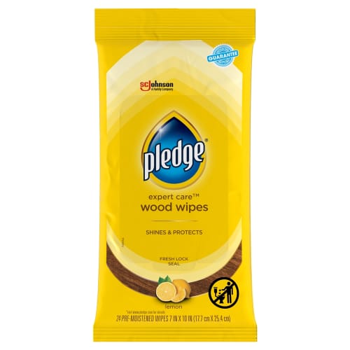 Pledge® Expert Care Wood Wipes Lemon, 24ct
